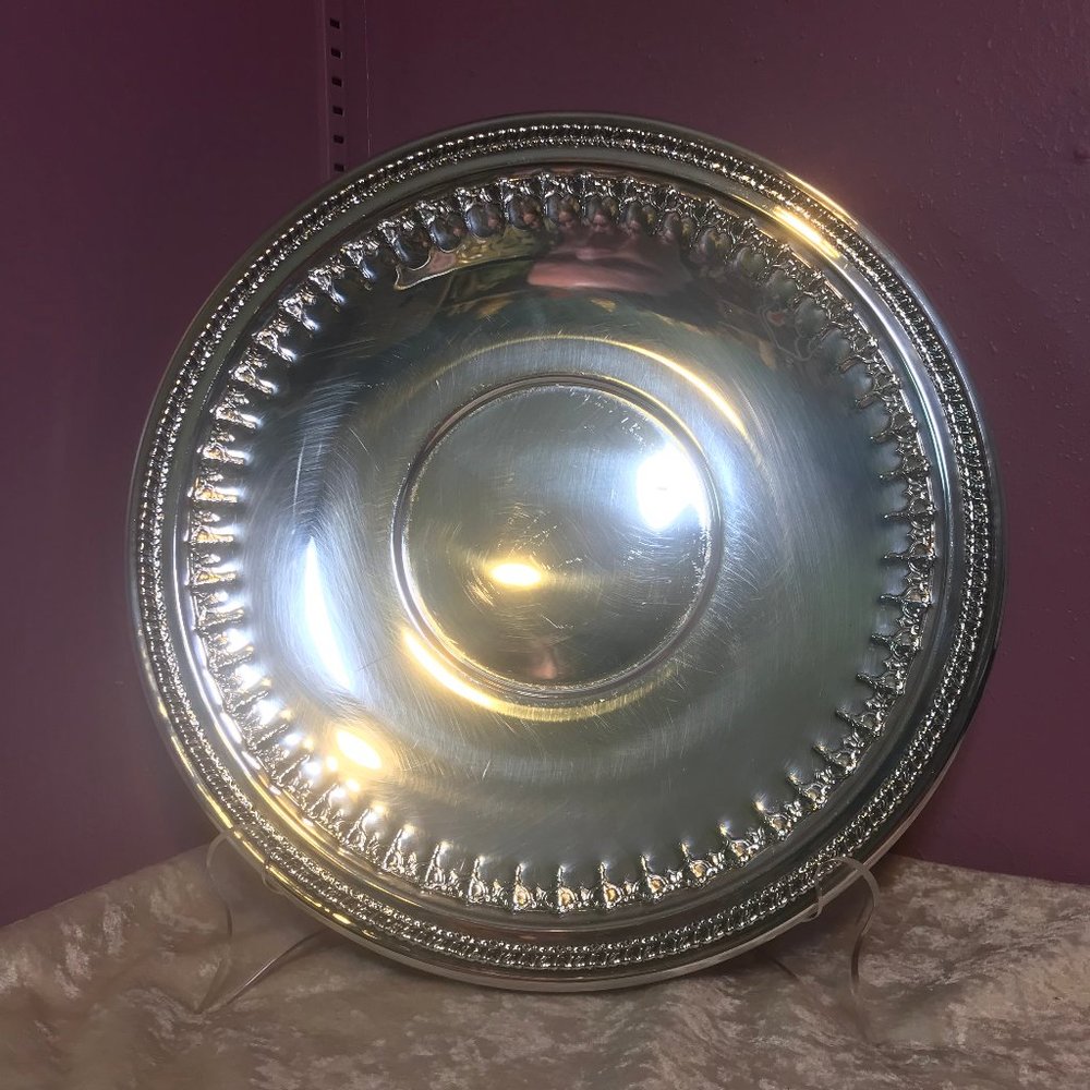 Reed & Barton Vintage Silver Plated Large Platter Retro Serving Plate Ornate GUC